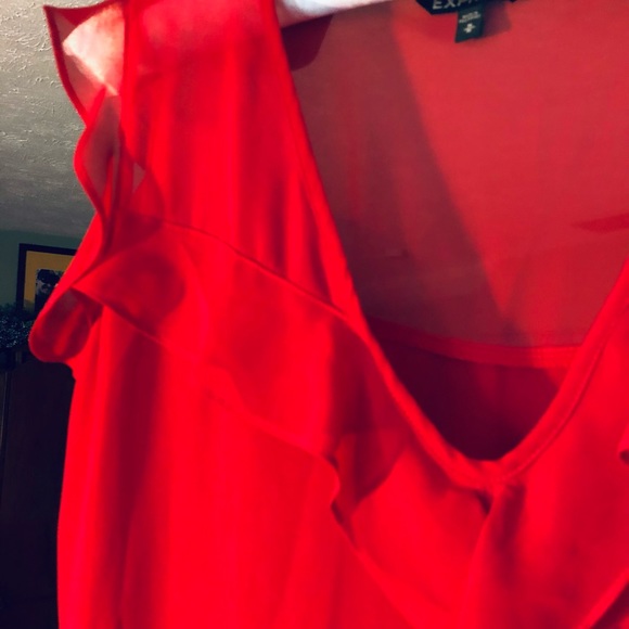 Express Red Ruffle Blouse - Picture 2 of 8